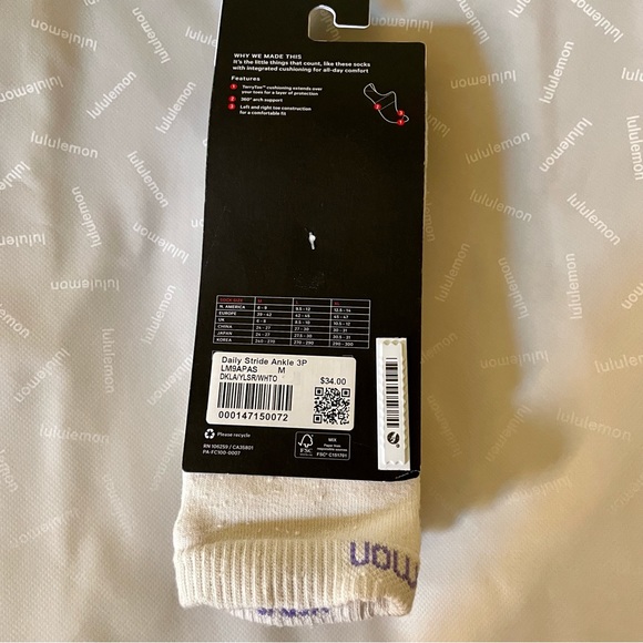 Men’s Lululemon 3-Pack Daily Stride Ankle Length Socks - Picture 4 of 6